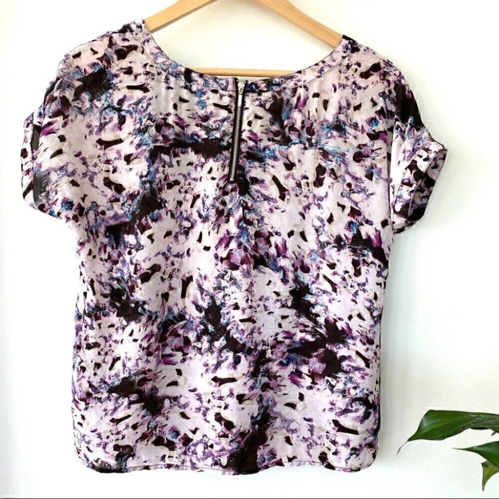 Cynthia Rowley print top with crew neck & short sleeves, straight cut, loose - Picture 2 of 5